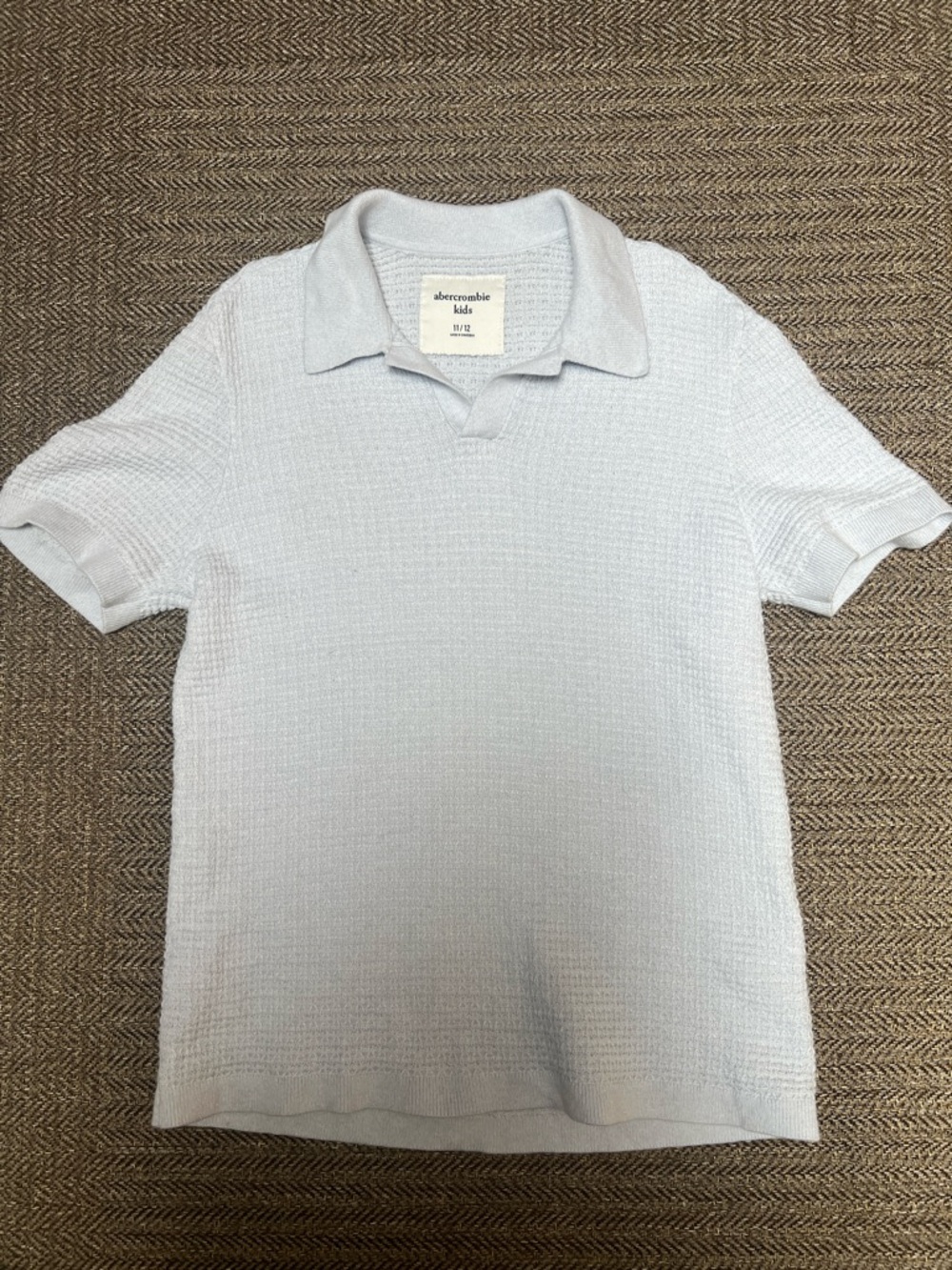 abercrombie kids pale blue textured polo-style sweater